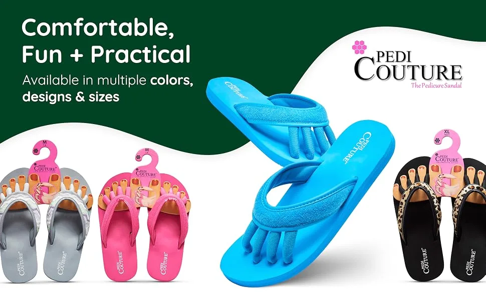 Pedi Couture Pedicure Sandals for Women - Toe Separator Slippers Medium Turquoise-1 - toe separators, toe separator, pedicure, toe seperators for women, toe separators for pedicure, yoga