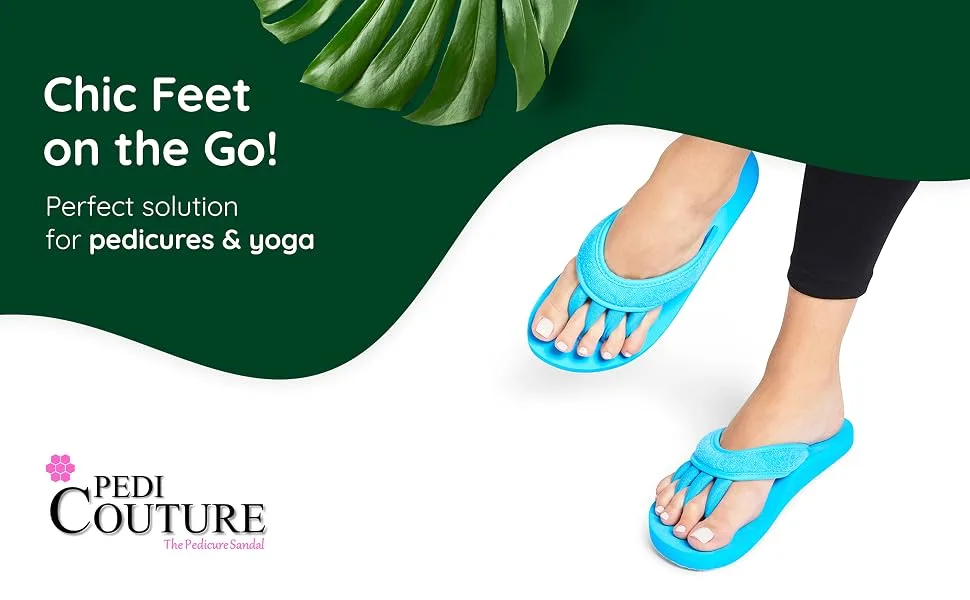 Pedi Couture Pedicure Sandals for Women - Toe Separator Slippers Medium Turquoise-1 - toe separators, toe separator, pedicure, toe seperators for women, toe separators for pedicure, toes