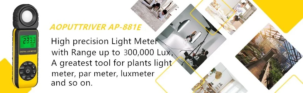 Light Meter, lux Meter AP-881E Recording Light Meter for Plants with Display 3999(Range from 1300,000Lux), Lux/Fc Unit, MAX/MIN, Back Light, Data Hold, Data Storage AP-881E(0.01300,000 Lux) - product information 4