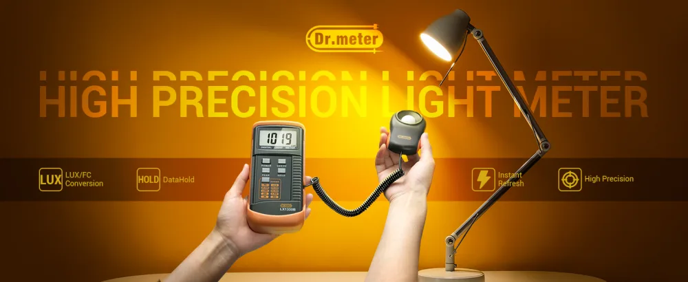 Dr.meter LX1330B Digital Illuminance Light Meter, 0-200,000 Measurement Range Lux Meter - light meter