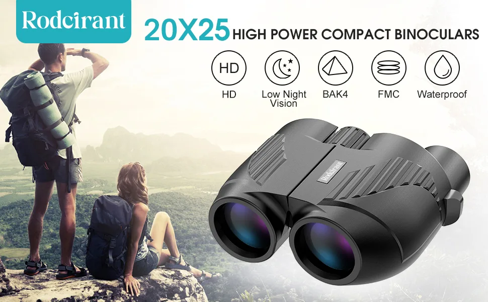 Binoculars 20x25 for Adults and Kids, High Power Easy Focus Binoculars with Low Light Vision, Compact Binoculars for Bird Watching and Travel Black - product information 1