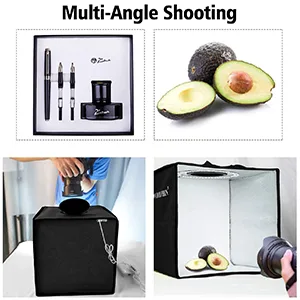 SLOW DOLPHIN Photo Studio Light Box 12"/30cm Portable Folding Ring Light, Photography Shooting Light Tent Adjustable Brightness Lighting Kit Softbox with 113pcs LED Lights + 6 Backdrops(Black Tent) - product information 9