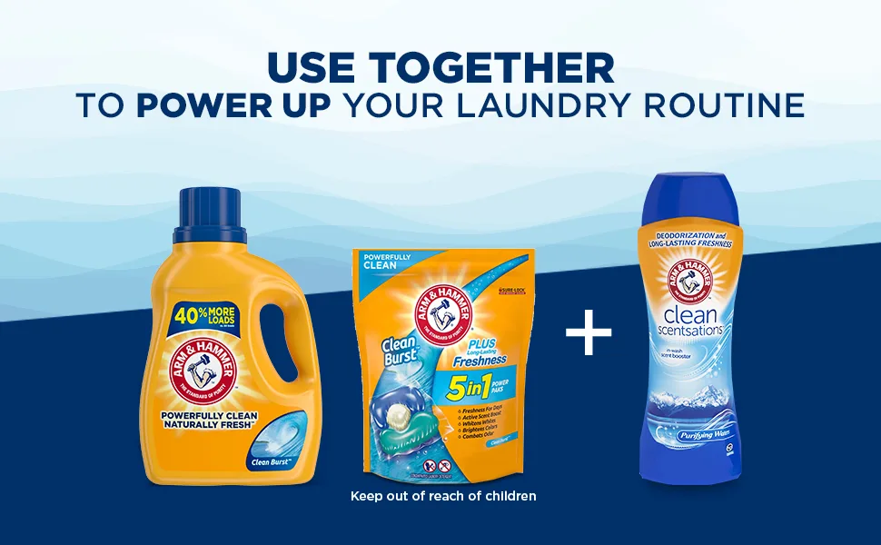 Arm & Hammer Clean Burst, 105 Loads Liquid Laundry Detergent, 105 Fl oz - Use Together to Power Up Your Laundry Routine