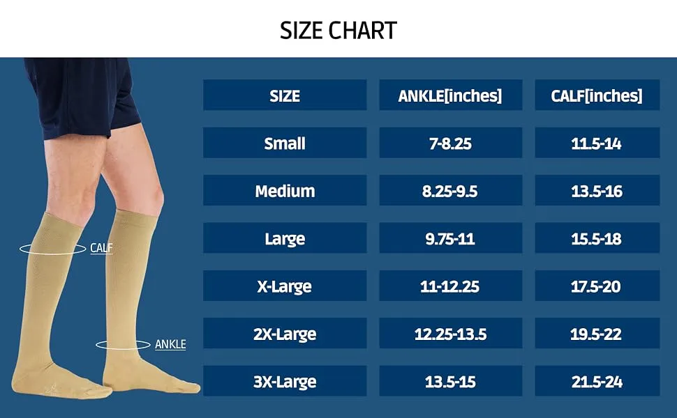 ABSOLUTE SUPPORT Cotton Compression Socks 20-30mmHg Women & Men - USA Made Black Medium - product information 10