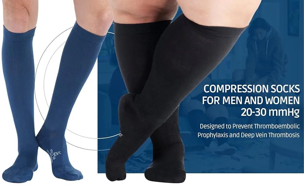 ABSOLUTE SUPPORT Cotton Compression Socks 20-30mmHg Women & Men - USA Made Black Medium - product information 6
