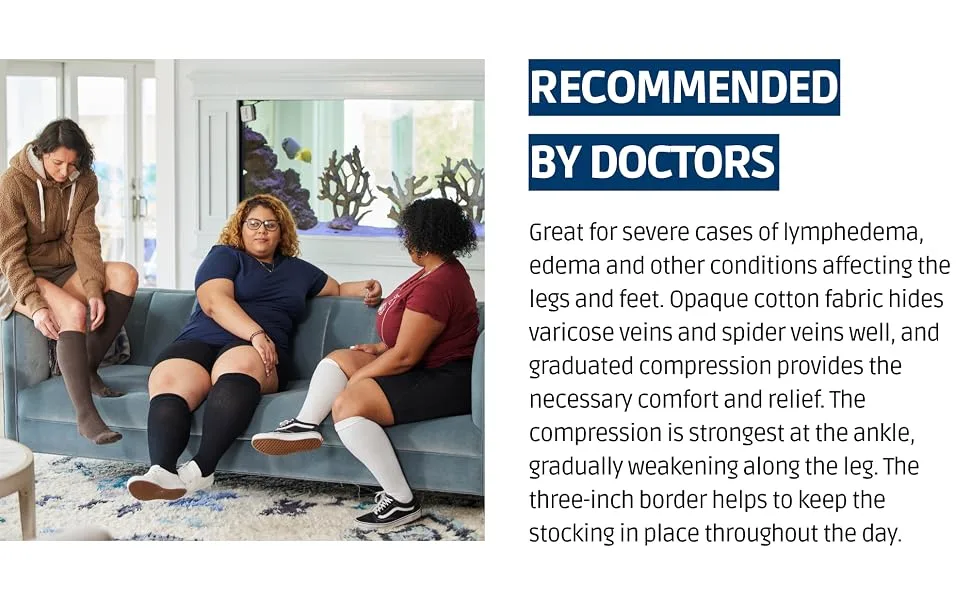 ABSOLUTE SUPPORT Cotton Compression Socks 20-30mmHg Women & Men - USA Made Black Medium - product information 9