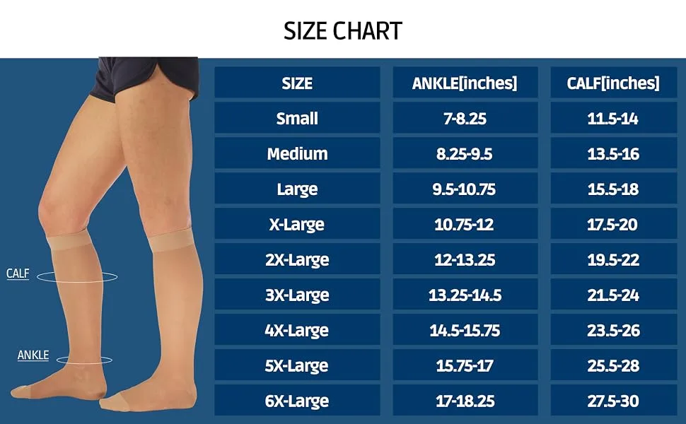 Womens Sheer Compression Socks 20-30mmHg - Knee Hi Support Stockings Large (Pack of 1) Nude - product information 10