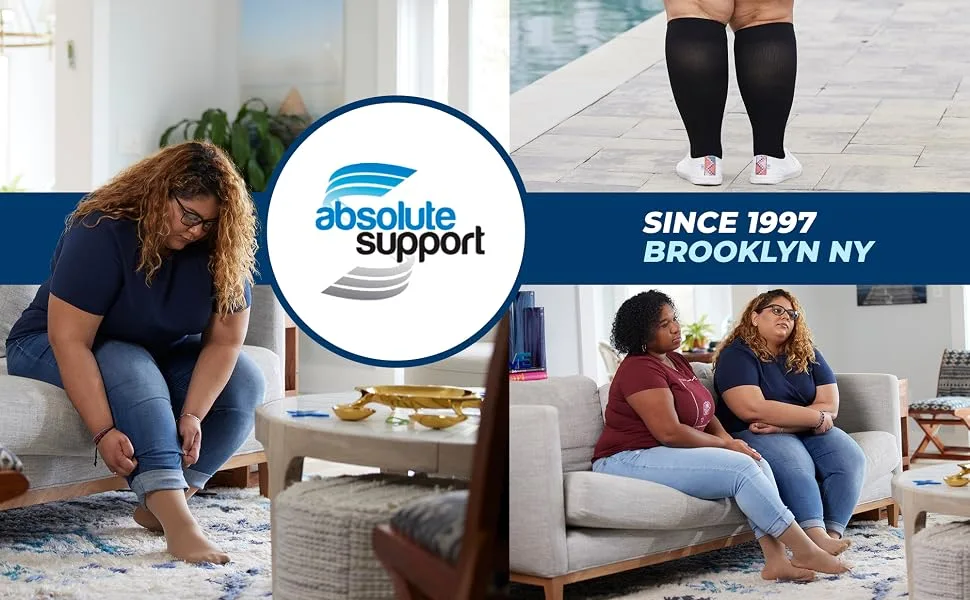 ABSOLUTE SUPPORT 2XL-7XL Extra L Wide Calf Unisex Compression Knee Hi Socks 20-30mmHg Plus Size 7X-Large Black - product information 12