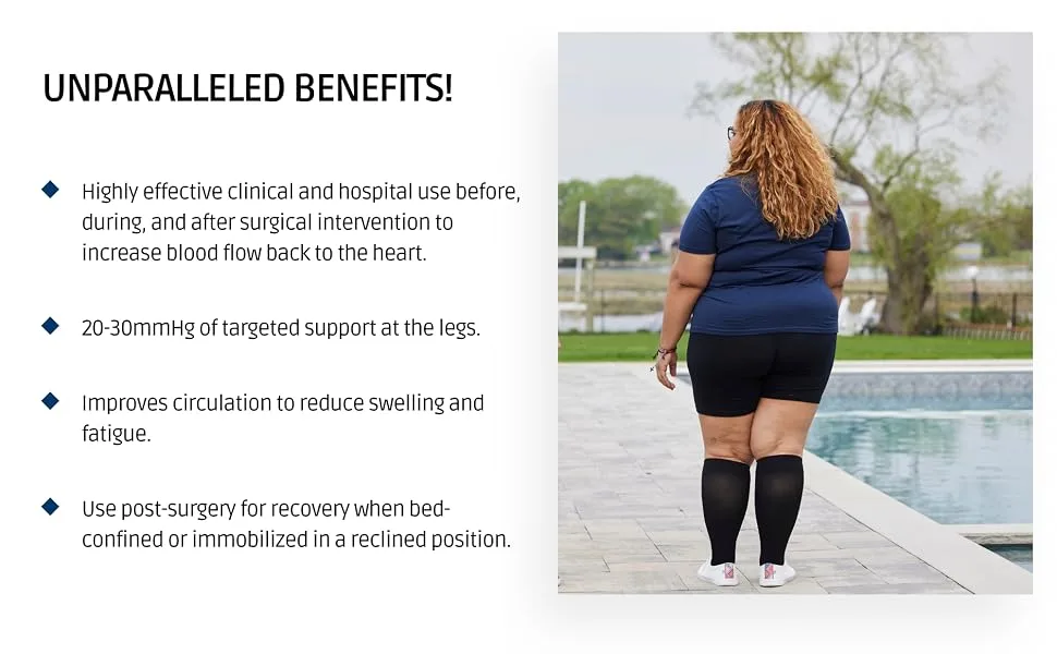 ABSOLUTE SUPPORT 2XL-7XL Extra L Wide Calf Unisex Compression Knee Hi Socks 20-30mmHg Plus Size 7X-Large Black - product information 8