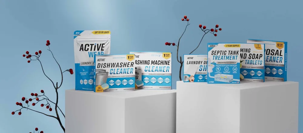 ACTIVE Washing Machine And Dishwasher Cleaning Tablets Bundle - Includes 12 Month Supply Dishwasher Cleaner Deodorizer & Washing Machine Descaler Deep Cleaning Tablets - 48 Tablet Combo - active cleaner catalog