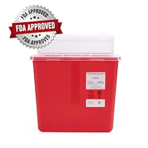 Alcedo Sharps Container for Home and Professional Use 5 Quart (2 Pack), Biohazard Needle and Syringe Disposal, Mailbox Style Lid, Medical Grade 5 Quart 2 - high quality