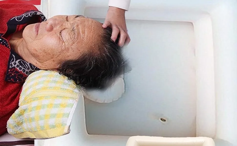 Inflatable Bedside Shampoo Basin - Hair Washing Bedside Shower System in Bed Bath for Bedridden Disabled Elderly Pregnancy(Set of 5) - hair washing