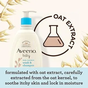 Aveeno Baby Moisture Body Wash & Shampoo, Oat Extract, 3 x 12 Fl. Oz - Oat Extract