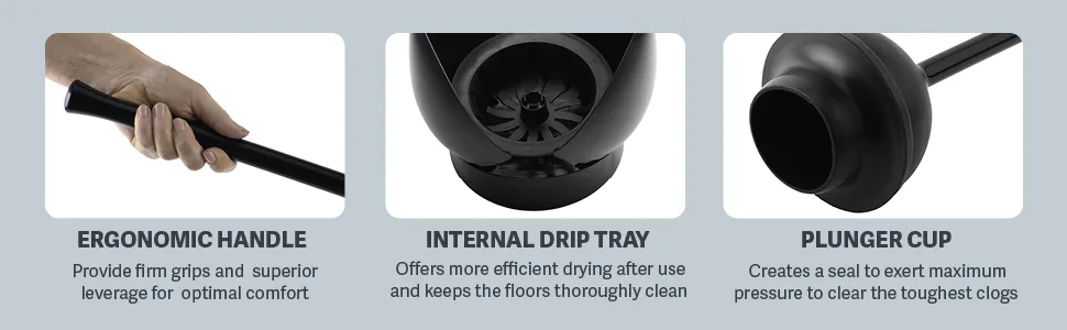 Casabella Hideaway Plunger with Caddy, Black - product information 3