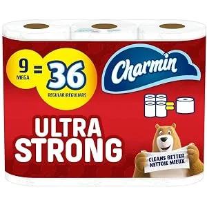 Charmin Ultra Strong Toilet Paper, 9 Mega Rolls  36 Regular Rolls (Packaging May Vary) - product information 2