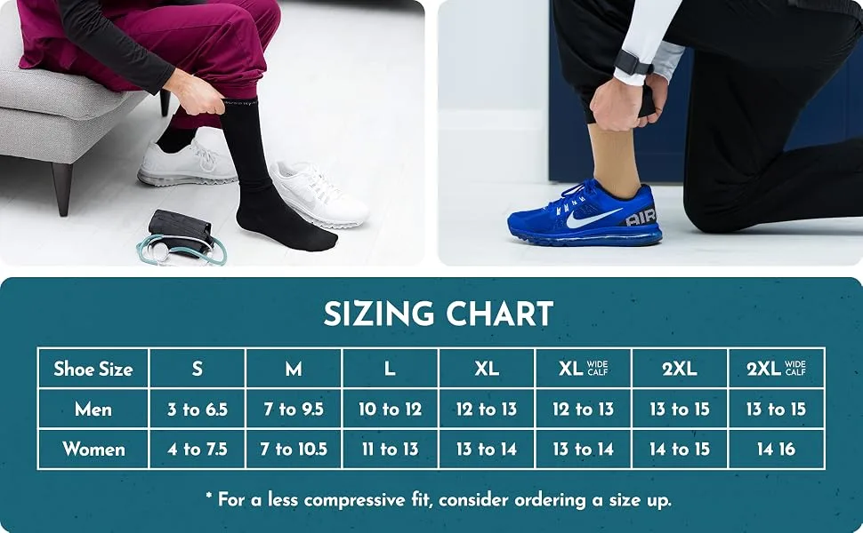 CompressionZ Compression Socks For Men & Women 30-40 mmHG Tight Stockings Black Medium - compresion