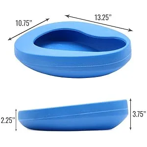 DMI Bedpan for Bariatric Adults with No Spill or Splash Design, FSA/HSA Eligible, Blue - Measurements