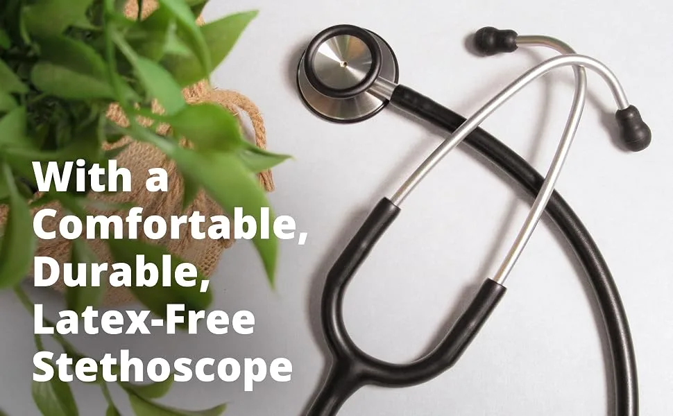 Greater Goods Tunable Dual-Head Stethoscope - Important Component First Aid Kit | Necessary Nurse Accessories | Adjustable Headset - Free Replacement Ear Tips and Diaphragm | Designed in St. Louis New Black - 3m littman cardiology iii stethoscope 3m littmann electronic stethoscope 3m littman stethoscope case