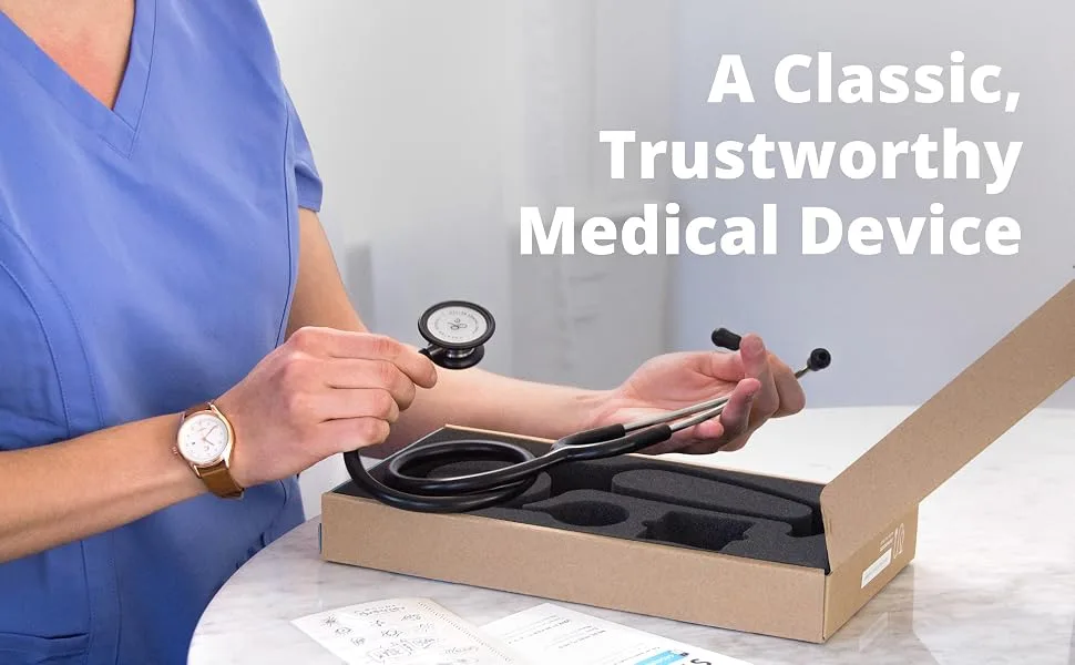 Greater Goods Tunable Dual-Head Stethoscope - Important Component First Aid Kit | Necessary Nurse Accessories | Adjustable Headset - Free Replacement Ear Tips and Diaphragm | Designed in St. Louis New Black - nurse gifts stethoscope stethoscope amplifier stethoscope eko 3m littmann cardiology iii stethoscope