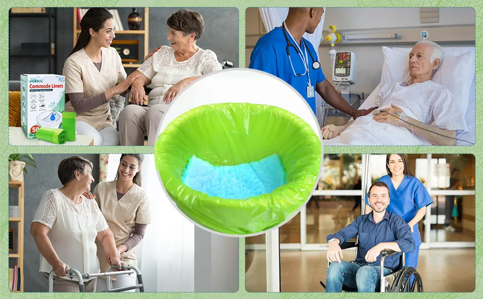 Commode Liners for Bedside Commode with Super Absorbent Pad 50 Pack Disposable Bags Universal Fit All Standard Toilet Chair Bucket - commode liners with absorbent pad