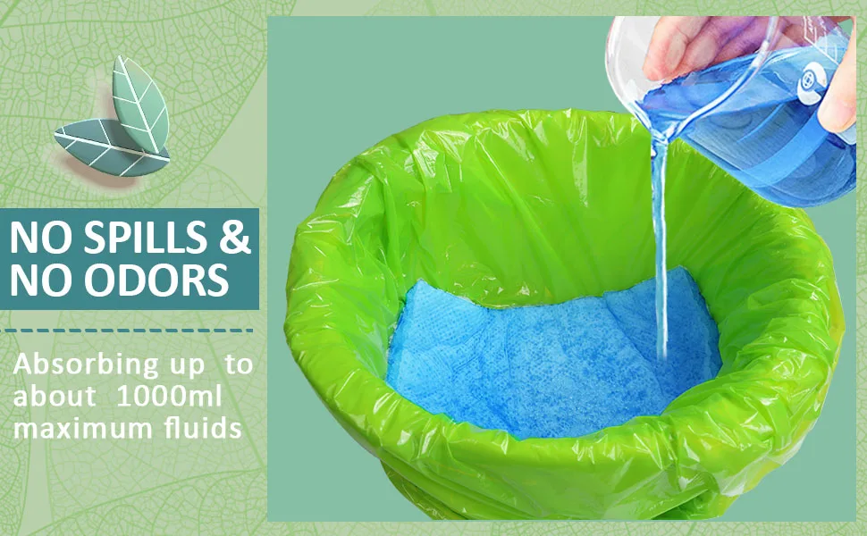 Commode Liners for Bedside Commode with Super Absorbent Pad 50 Pack Disposable Bags Universal Fit All Standard Toilet Chair Bucket - commode liners with pads
