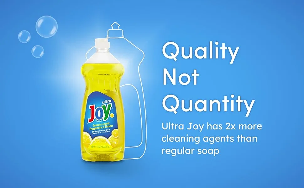 JOY Ultra Grease Cutting Dishwashing Dish Detergent Liquid Soap, Lemon Scent, 30 Ounce Pack of 3, Powerful Cleaning Agent - quality not quantity