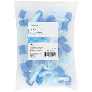 McKesson Nose Clips - Disposable, Plastic and Rubber, Blue, for Spirometry Testing - Comfortable Fit for All Sizes, 25 Count, 1 Pack - Nose Clips for Spirometry Testing