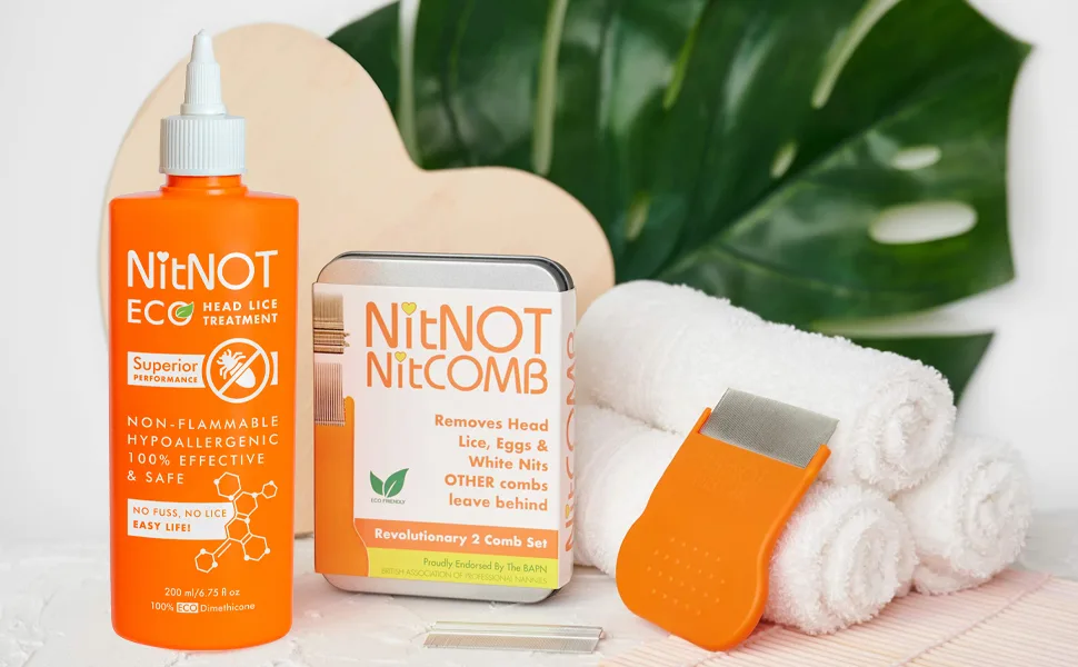 NitNOT Bundle - Nit Comb & NitNOT Head lice serum- As Seen on TV Serum & Metal Comb - Kit for All Types of Hair