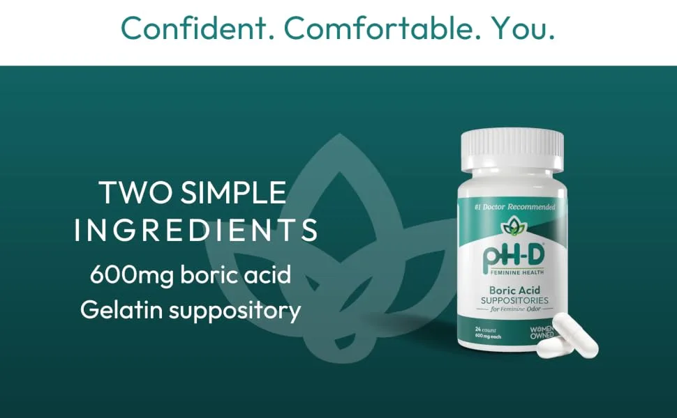 pH-D Feminine Health - Boric Acid Starter Bundle - pH-D Boric Acid Vaginal Suppositories 36 Count and 5 Vaginal Suppository Applicators - phd A+
