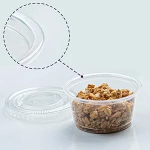 Plastimade Clear Disposable Plastic Portion Cups With Lids (200 Sets - 3.25 Oz) - Disposable Condiment Cups, Sauce/Dip/Dressing Cups, Souffle Cups & Jello Shot Cups With Lids | Grea - Smooth Rim