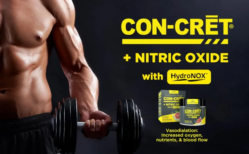 CON-CRET+ Nitric Oxide with HydroNOX, Blood Orange Berry Powder, Patented Creatine HCl with HydroNOX and Organic Beet Root Extract, Promotes Vasodilation, 40 Servings - con-cret hydronox