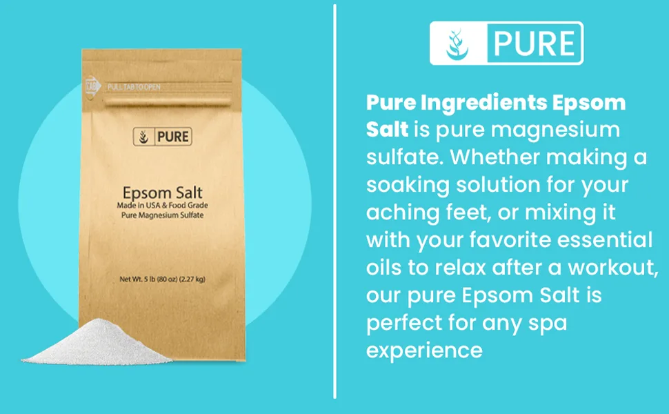 Pure Original Ingredients Epsom Salt (5 lb) Pure Magnesium Sulfate, Food Grade, Soaking Solution - product information 1