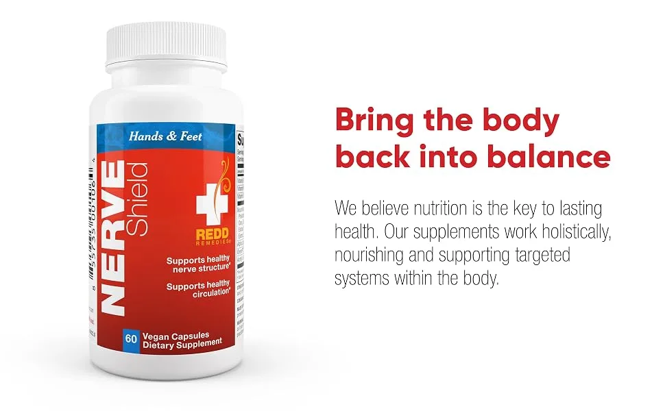 Redd Remedies, Nerve Shield, Supports Healthy Nerve Structure, 60 Capsules 60 Count (Pack of 1) - Bring the body back into balance. We believe nutrition is the key to lasting health.