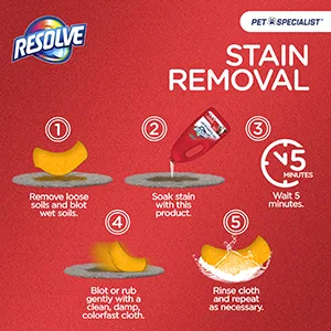 Resolve Pet Specialist Carpet Cleaner, Stain Remover and Odor eliminator trigger and refill, Floor and Upholstery Cleaner, 92 fl oz (32fl oz trigger and 60 fl oz refill bottle) Bundle - how to use