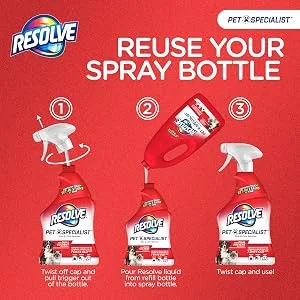 Resolve Pet Specialist Carpet Cleaner, Stain Remover and Odor eliminator trigger and refill, Floor and Upholstery Cleaner, 92 fl oz (32fl oz trigger and 60 fl oz refill bottle) Bundle - Reuse your spray bottle