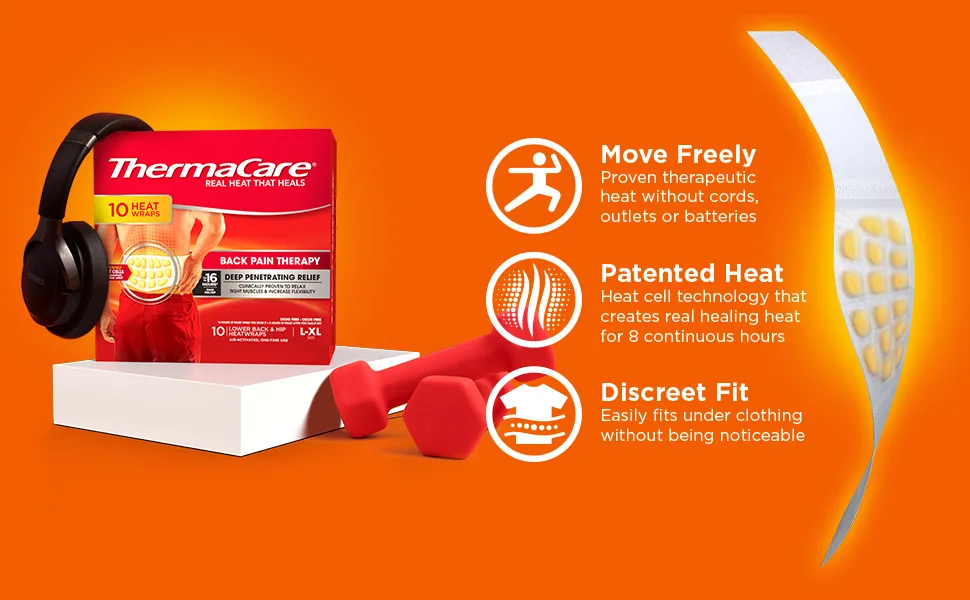 ThermaCare Advanced Back Pain Relief Therapy HeatWraps L/XL, 10 Count L/XL Heat Wraps, NEW - Back Pain Therapy Heat Wraps
