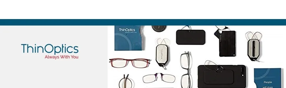 ThinOptics Keychain Case and Readers Rectangular Reading Glasses Black 44.45 Millimeters 1.5 x - Keychain Family A+