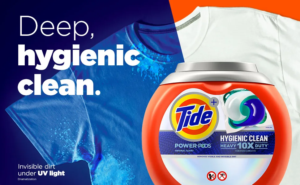 Tide Power PODS Laundry Detergent Pacs, Hygienic Clean, Original, 45 ct Power PODs for Large Loads, 45 count - Deep, hygienic clean.
