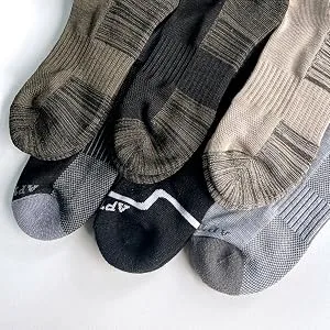 APTYID Men's Moisture Control Cushioned Crew Work Boot Socks (4/6 Pairs) 9-12 6 Pairs - Black - mens crew socks