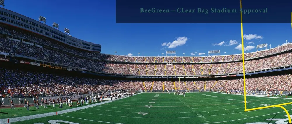 BeeGreen Stadium Clear Bags w Front Pocket and Shoulder Carry Handles Black - clear bag stadium approval