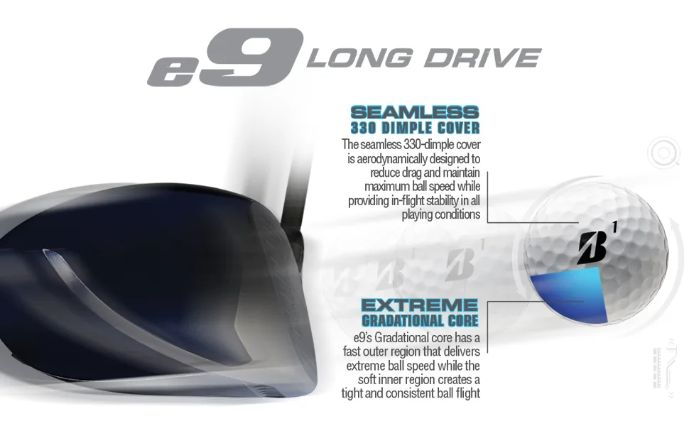 Bridgestone Golf 2023 e9 Long Drive Golf Balls White - e9 long drive tech