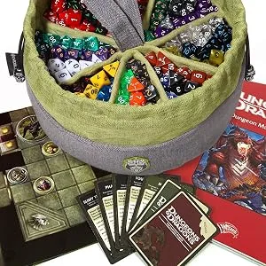 CardKingPro Monstrous - Dice Bag with 8 Pockets - Gray/Green - Huge Capacity 500+ Dice - Great for Dice Hoarders - MONSTROUS DICE BAG DB-MON-BLACK