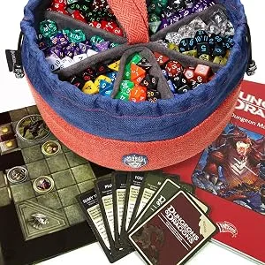 CardKingPro Monstrous - Dice Bag with 8 Pockets - Orange/Blue - Huge Capacity 500+ Dice - Great for Dice Hoarders - MONSTROUS DICE BAG