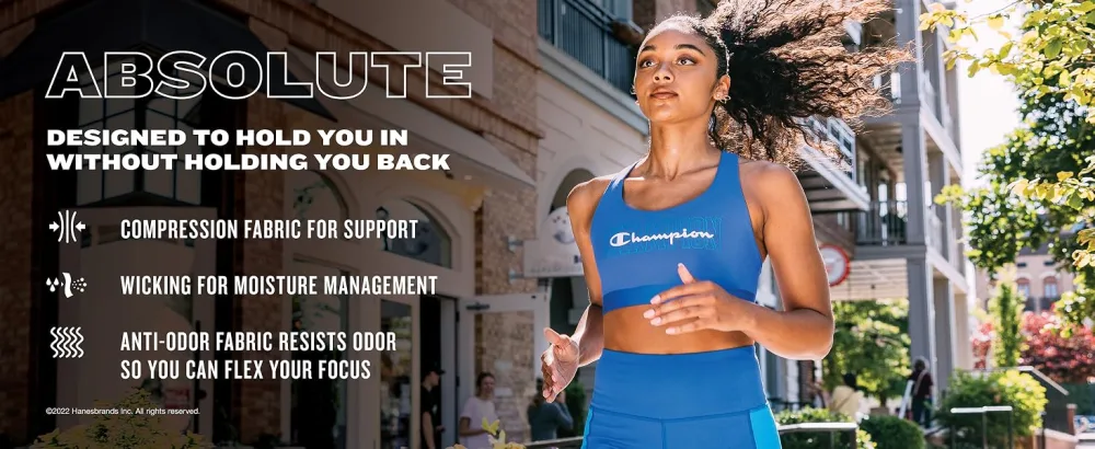 Champion Women's Absolute Racerback Compression Sports Bra, T-Back Performance Sports Bra Large White - Champion Absolute