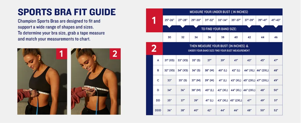 Champion Women's Absolute Racerback Compression Sports Bra, T-Back Performance Sports Bra Large White - Champion Bras Fit Guide