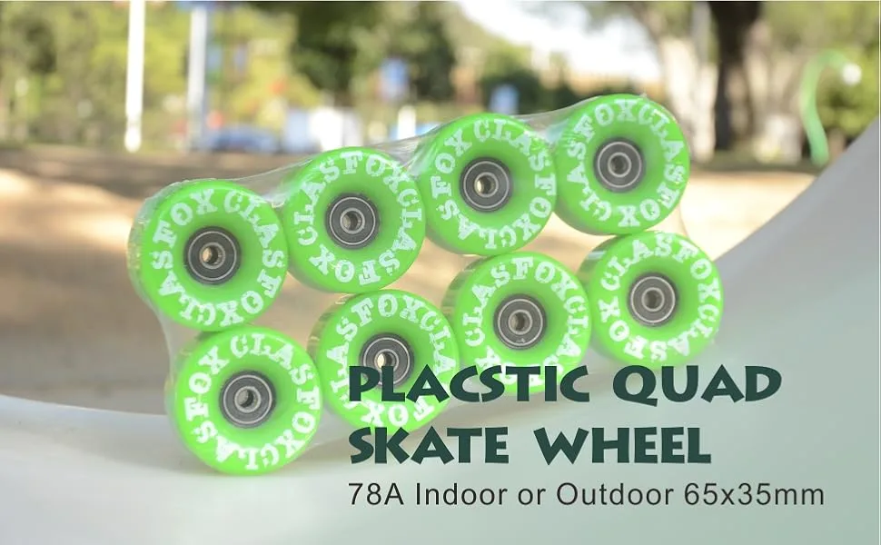 CLAS FOX Quad Roller Skate Wheels 8 Pack with Bearing Installed for Double Row Skating, Replacement Accessories Suitable for Outdoor or Indoor Shinning Green - product information 1