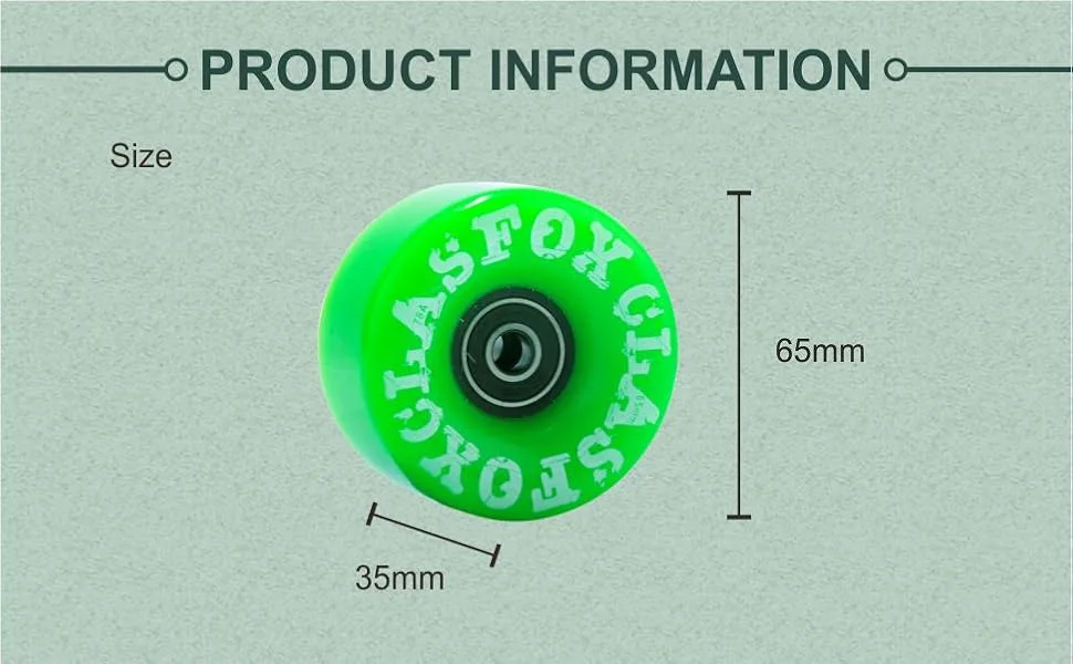 CLAS FOX Quad Roller Skate Wheels 8 Pack with Bearing Installed for Double Row Skating, Replacement Accessories Suitable for Outdoor or Indoor Shinning Green - product information 2