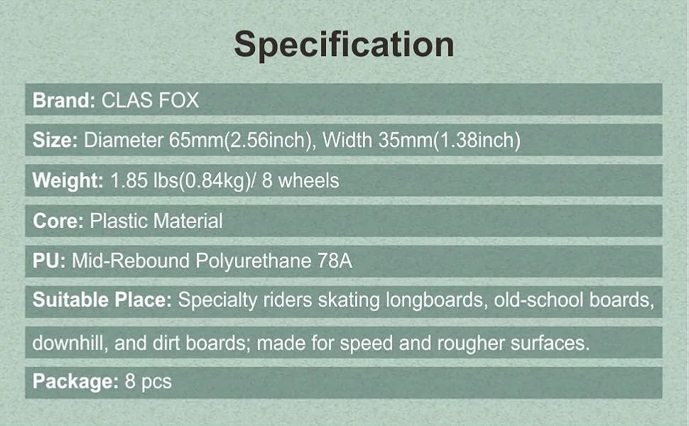 CLAS FOX Quad Roller Skate Wheels 8 Pack with Bearing Installed for Double Row Skating, Replacement Accessories Suitable for Outdoor or Indoor Shinning Green - product information 3