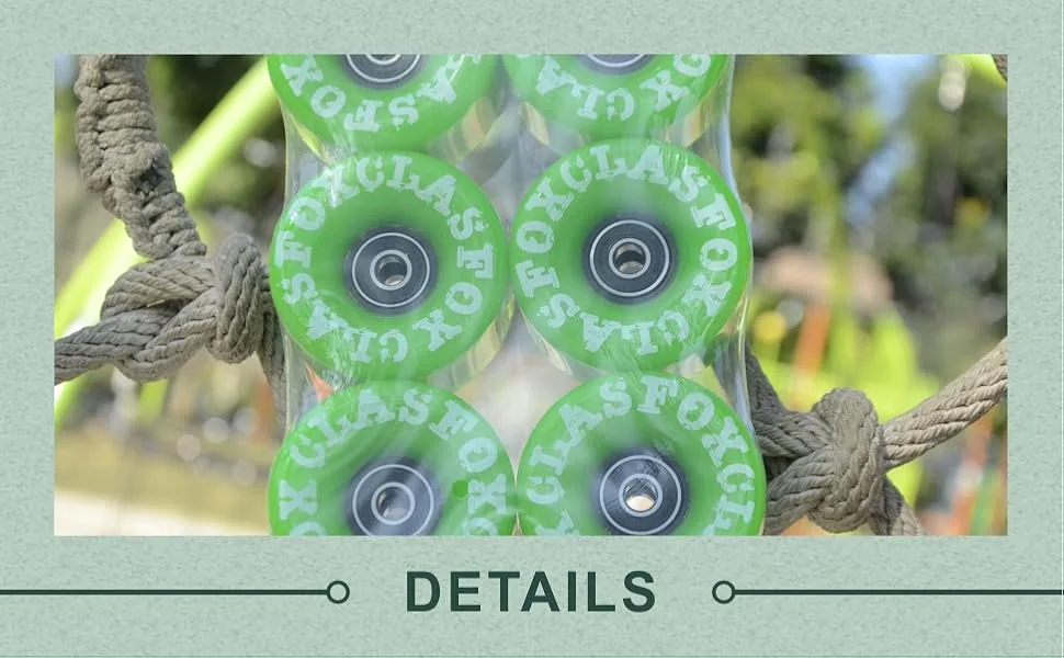 CLAS FOX Quad Roller Skate Wheels 8 Pack with Bearing Installed for Double Row Skating, Replacement Accessories Suitable for Outdoor or Indoor Shinning Green - product information 4