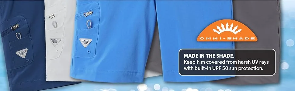 Columbia Boys' Terminal Tackle Short Medium Cool Grey - UV blocking shorts with UPF 50 sun protection, Omni-Shade